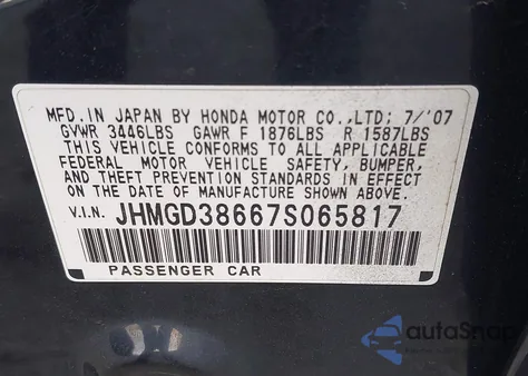 2007 Honda Fit Sport z USA, uszkodzony, nr VIN JHMGD38667S065817